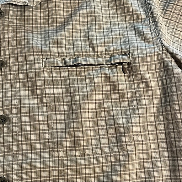 Eddie Bauer sport shirt button up plaid short sleeve olive green Men’s XL Tall - Picture 6 of 8